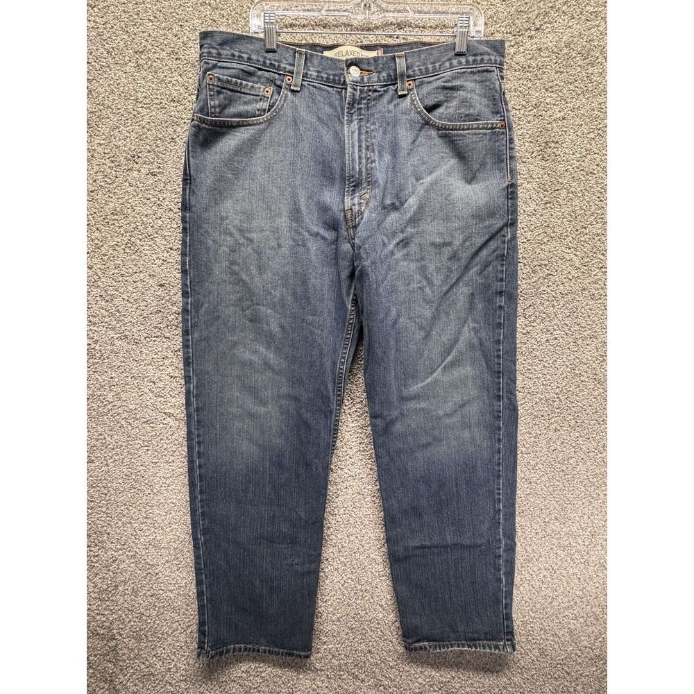 Levis Jeans Men 36x30 Blue 550 Relaxed Fit Straight Medium Wash Denim Vintage 04